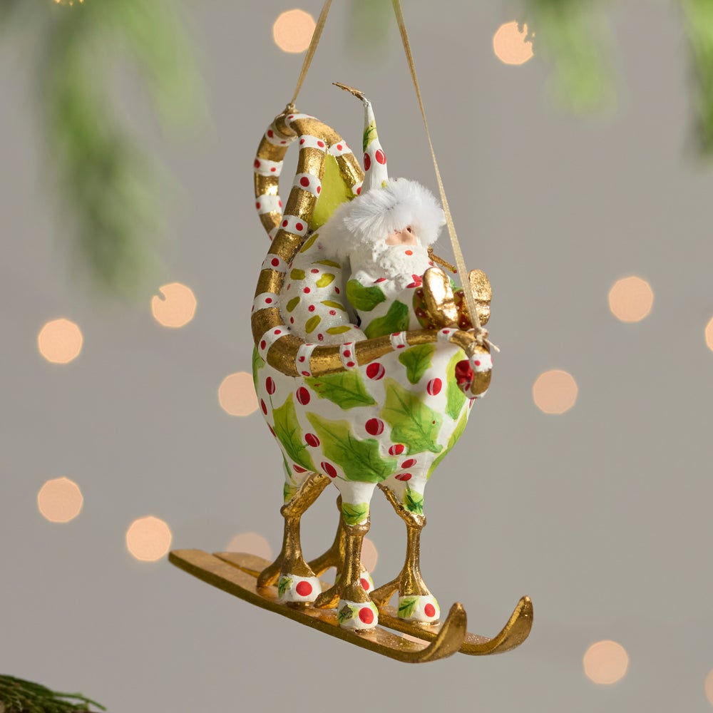 Patience Brewster Dash Away Santa in Sleigh Ornament