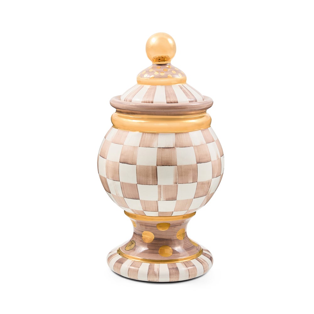 Mocha Check Ceramic Canister