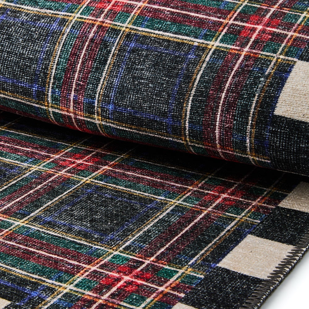 Stewart Tartan Black 2'6" x 10' Washable Runner