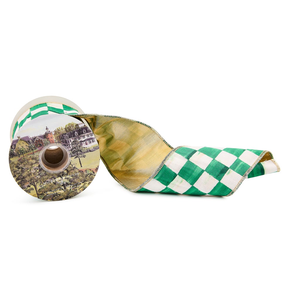 Green Check 4" Ribbon