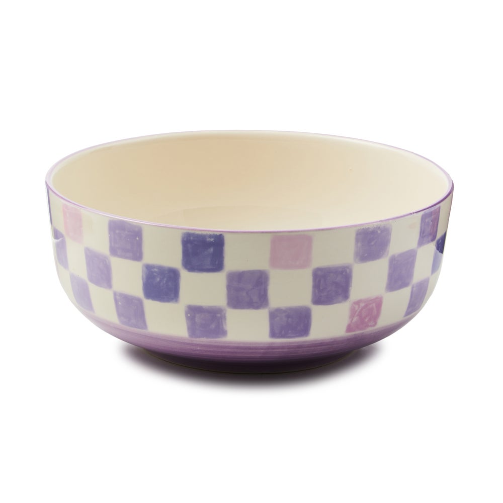 Stoneware Check Serving Bowl
