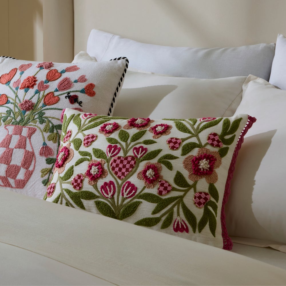 Check Hearts Lumbar Throw Pillow